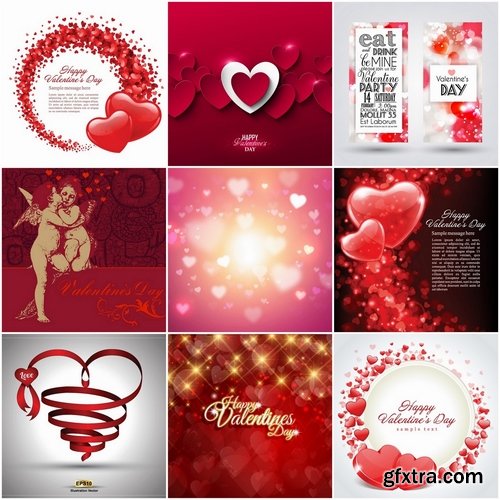 Ecards Valentines Day and design elements 25xEPS