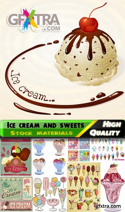 Vector ice cream and sweets from stock - 25 Eps