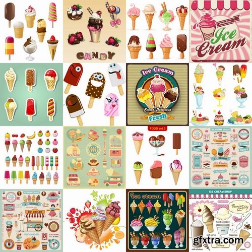 Vector ice cream and sweets from stock - 25 Eps