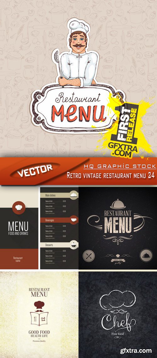 Stock Vector - Retro vintage restaurant menu 24
