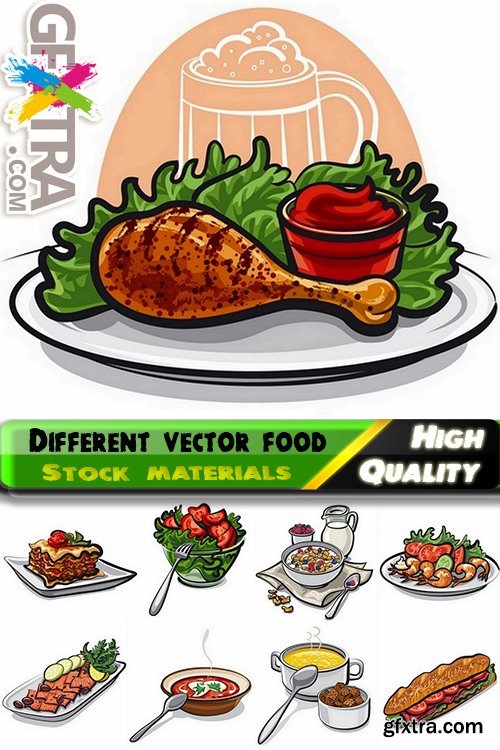 Set of Different vector food from stock - 25 Eps