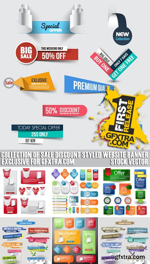 Stock Vectors - Collection of Sale Discount Styled Website Banner, 25xEPS