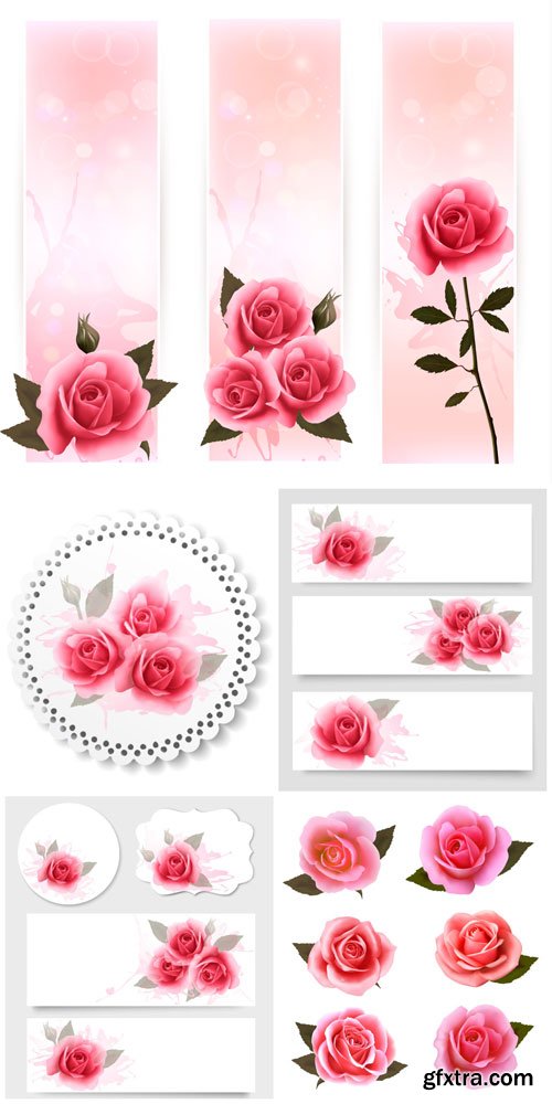 Roses, labels and banners vector Roses, labels and banners vector