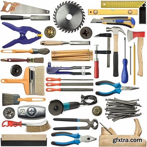 Set of hand tools isolated on white Stock images - 25 HQ Jpg