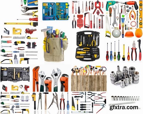 Set of hand tools isolated on white Stock images - 25 HQ Jpg