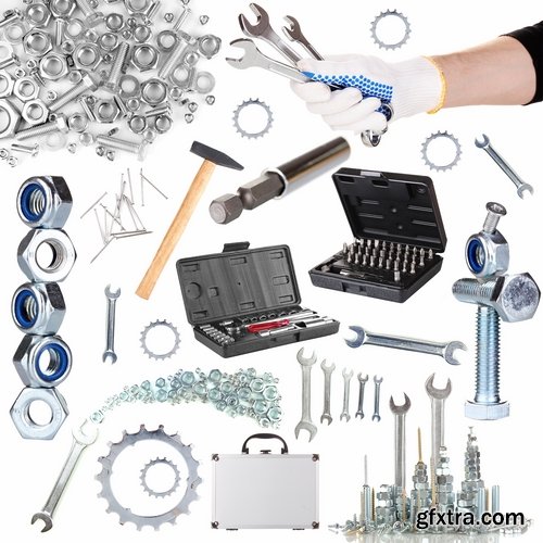 Set of hand tools isolated on white Stock images - 25 HQ Jpg