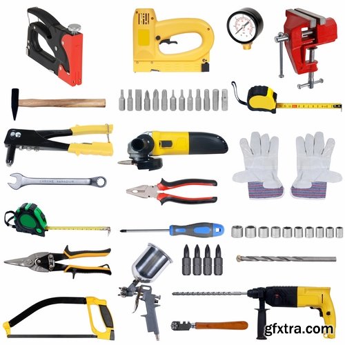 Set of hand tools isolated on white Stock images - 25 HQ Jpg