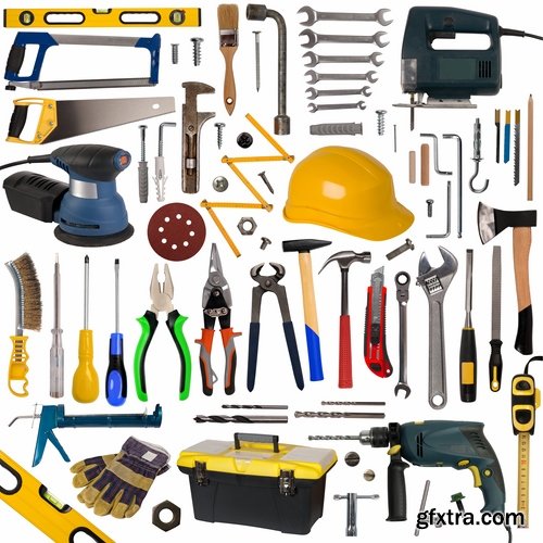 Set of hand tools isolated on white Stock images - 25 HQ Jpg
