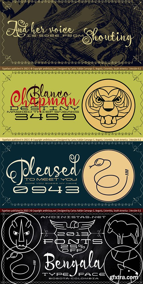 Bengala Font Family - 3 Font 120$