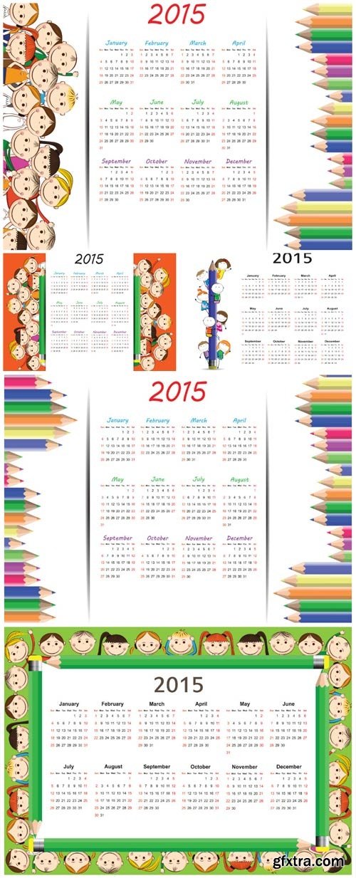 Vector calendar 2015 with children Vector calendar 2015 with children