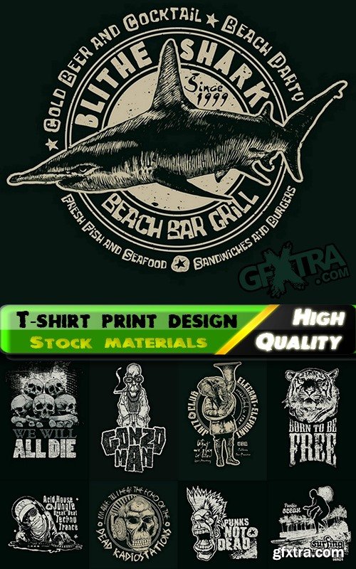 T-shirt print design in vector from stock - 25 Eps