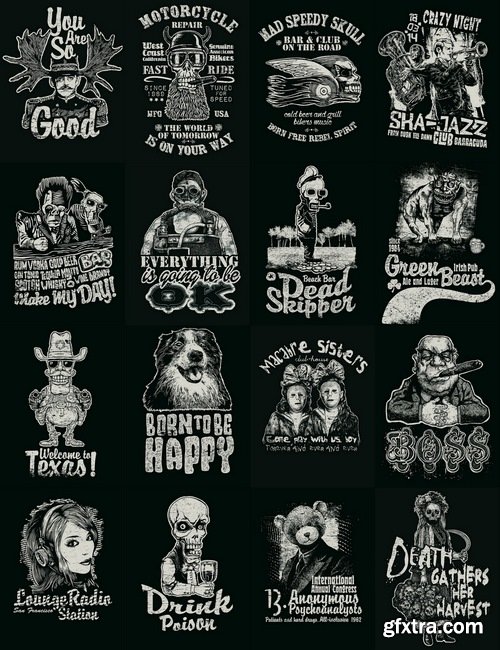 T-shirt print design in vector from stock - 25 Eps