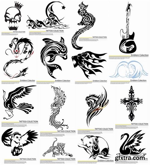 Different vector tattoos from stock - 25 Eps