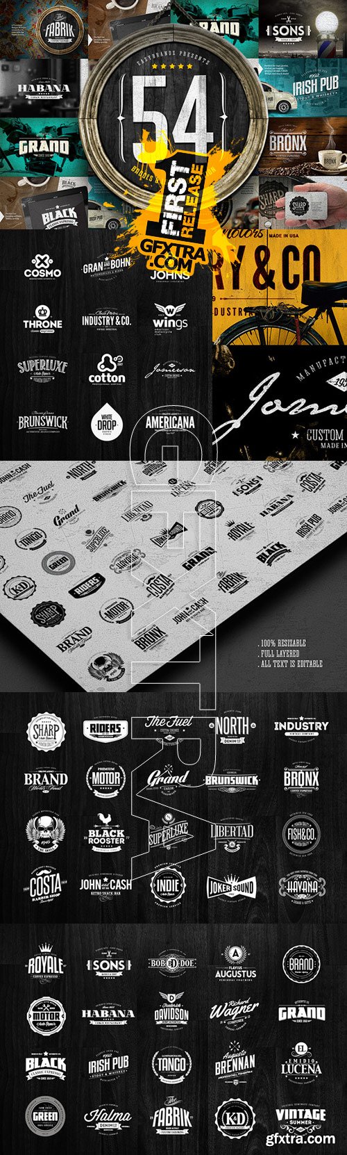 CreativeMarket - 54 Badges & Logos Collection