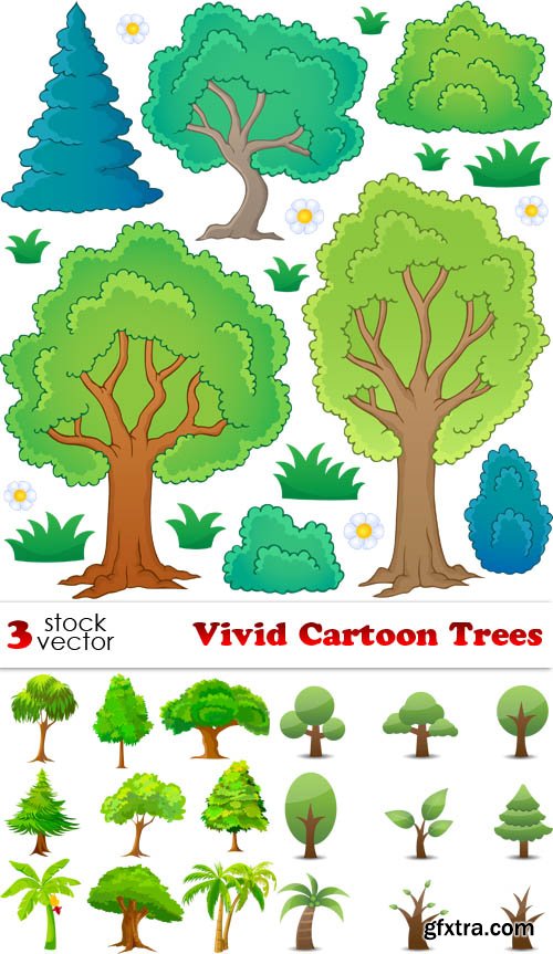 Vectors - Vivid Cartoon Trees