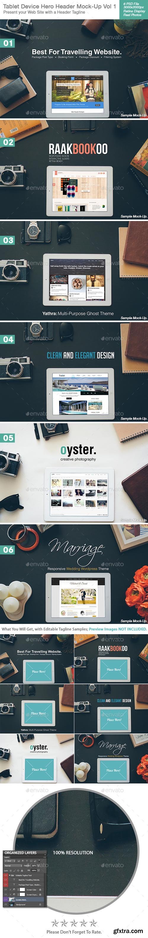 GraphicRiver Tablet / Pad Device Hero Header Mock-Up Volume 1 9088396