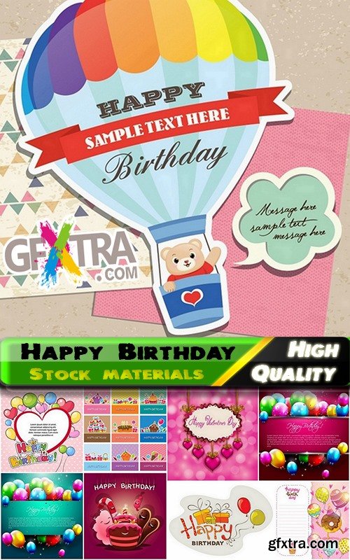 Happy Birthday Template Design in vector from stock #2 - 25 Eps