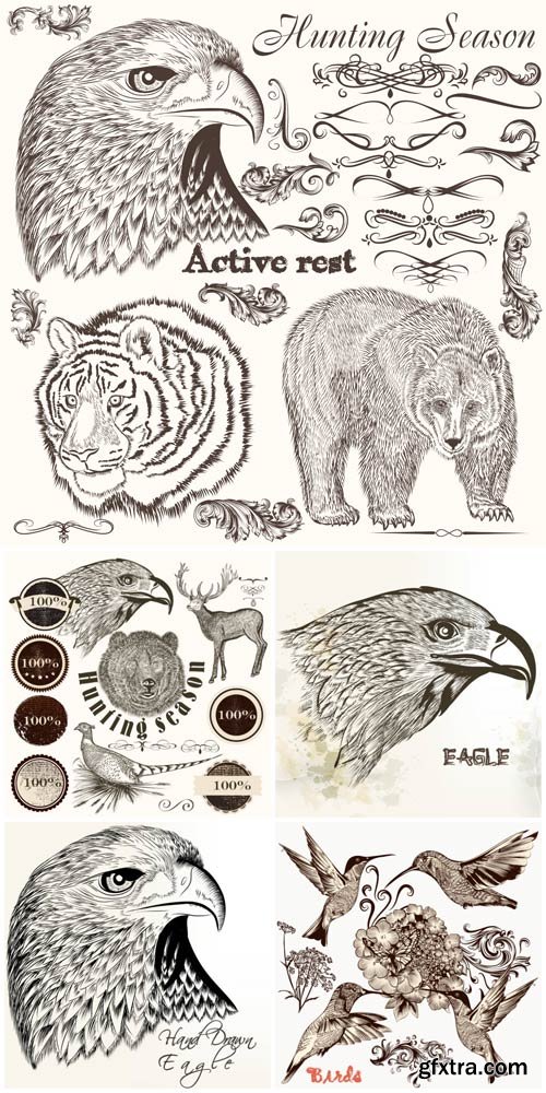 Animals and birds in vector, design elements Animals and birds in vector, design elements
