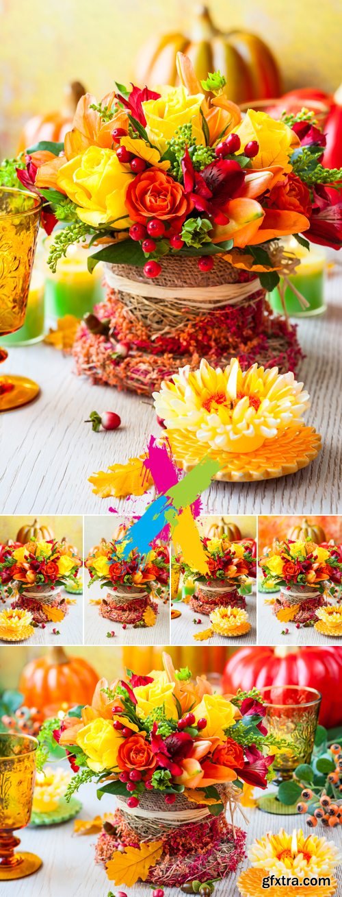 Stock Photo - Autumn Flowers in Vase