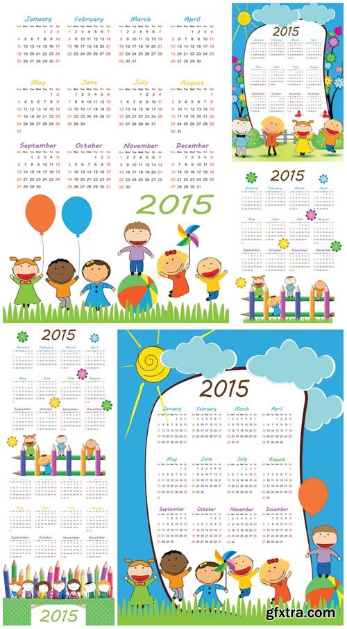 Calendar for 2015 with children, vector Calendar for 2015 with children, vector