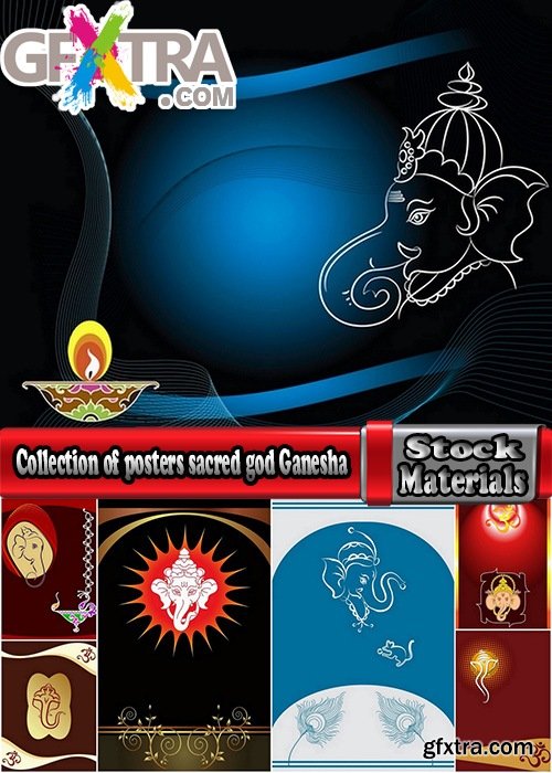 Collection of posters sacred god Ganesha 25 Eps