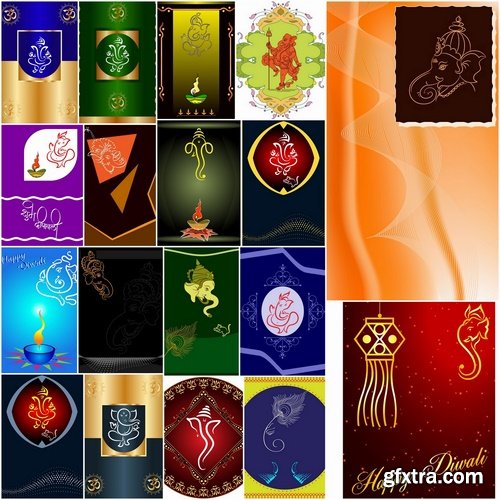 Collection of posters sacred god Ganesha 25 Eps