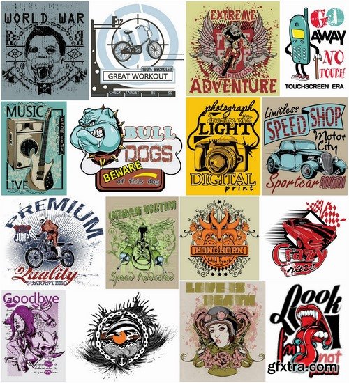 T-shirt prints design in vector from stock #7 - 25 Eps