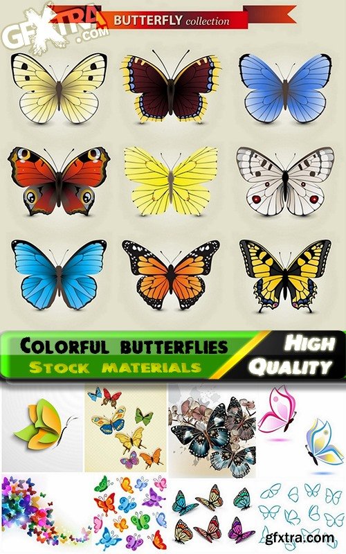 Different colorful vector butterflies from stock - 25 Eps
