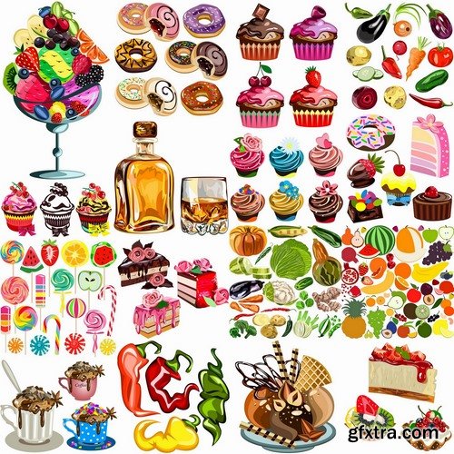 Set of Different vector food from stock #2 - 25 Eps