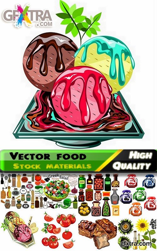 Set of Different vector food from stock #2 - 25 Eps