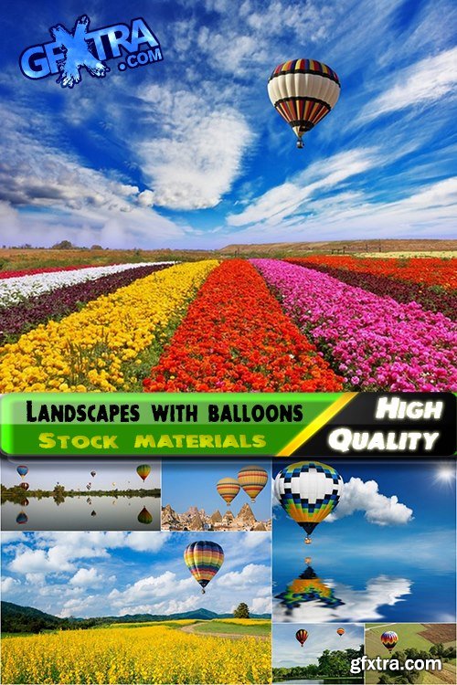 Beautiful landscapes with colorful balloons Stock images - 25 HQ Jpg