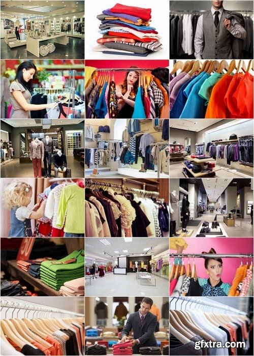 Different clothes and clothes store interior Stock images - 25 HQ Jpg