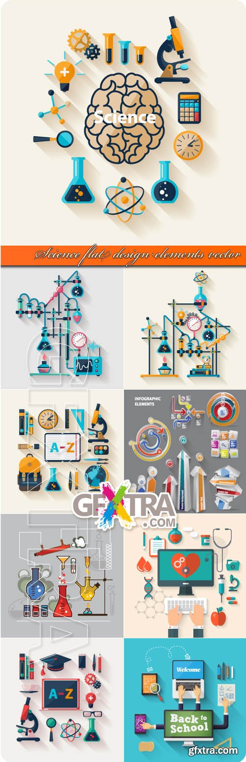 Science flat design elements vector