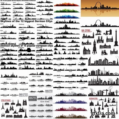 Skylines Cities in vector from stock - 25 Eps
