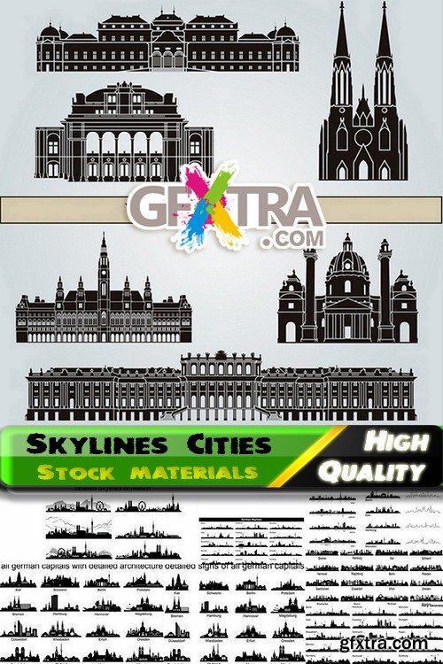 Skylines Cities in vector from stock - 25 Eps