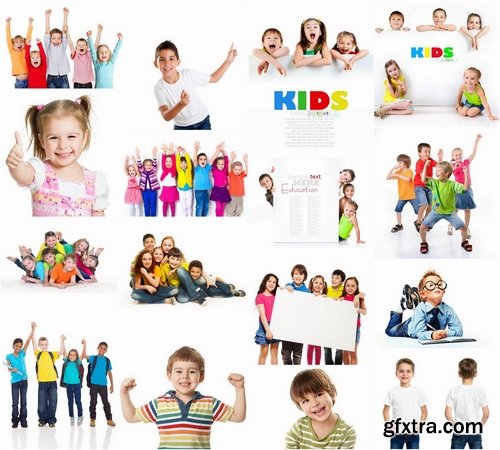 Happy kids on white background Stock images - 25 HQ Jpg