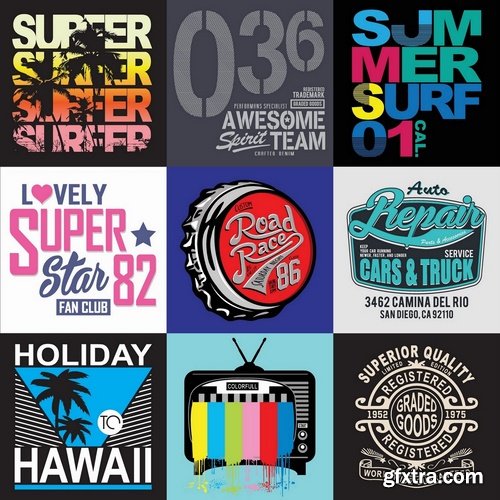 T-shirt prints design in vector from stock 10 25xEPS