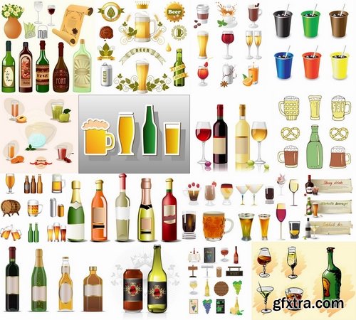 Different vector drinks and bottles from stock - 25 Eps
