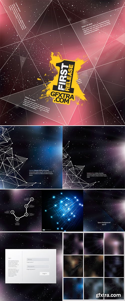 Stock vector Deep Space background with abstract lines and triangles, Universe template