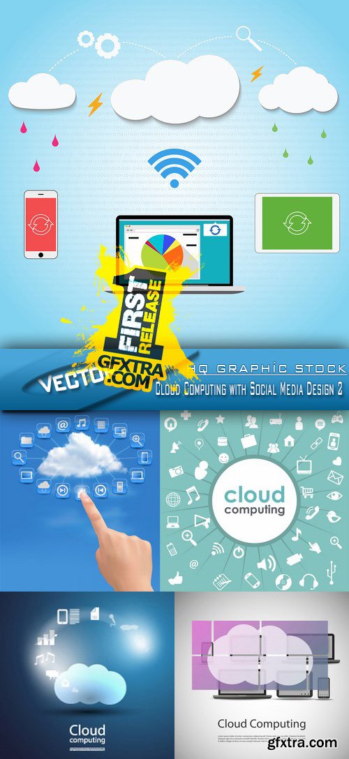 Stock Vector - Cloud Computing with Social Media Design 2