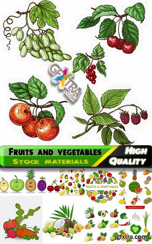 Vector fruits and vegetables from stock - 25 Eps