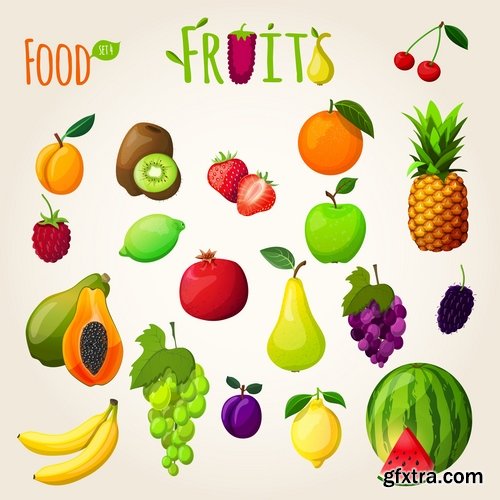 Vector fruits and vegetables from stock - 25 Eps