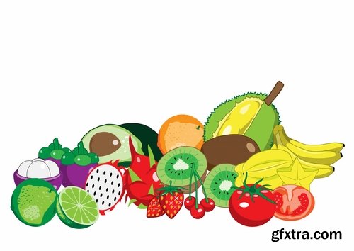 Vector fruits and vegetables from stock - 25 Eps