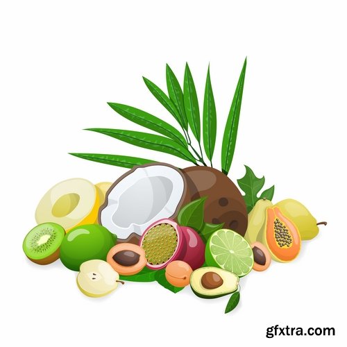 Vector fruits and vegetables from stock - 25 Eps