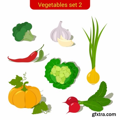 Vector fruits and vegetables from stock - 25 Eps