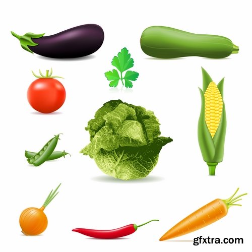 Vector fruits and vegetables from stock - 25 Eps