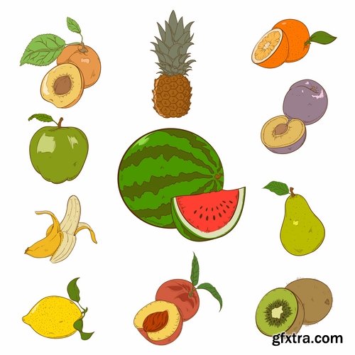 Vector fruits and vegetables from stock - 25 Eps