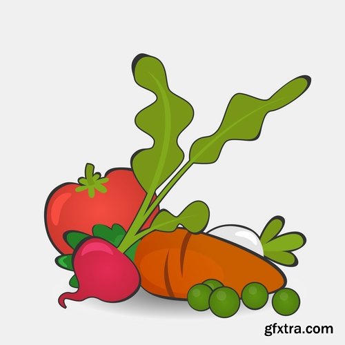 Vector fruits and vegetables from stock - 25 Eps