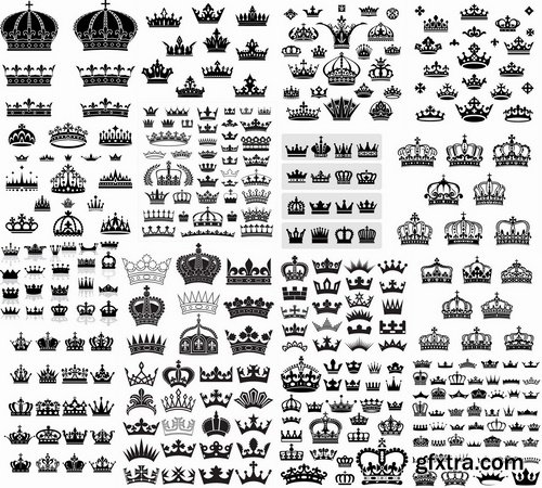 Crown and heraldic elements in vector from stock - 25 Eps