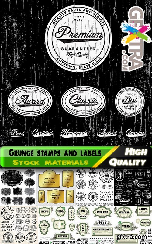 Grunge stamps and labels in vector from stock #4 - 25 Eps
